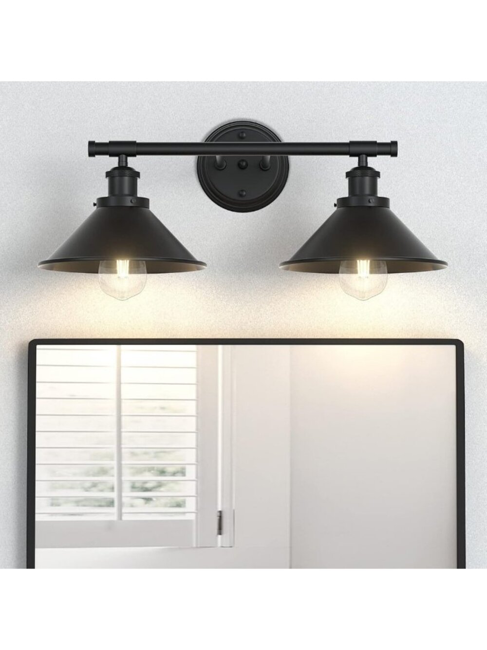 Black 2-Light Farmhouse Vanity Wall Sconce - Rustic Industrial Bathroom Lighting